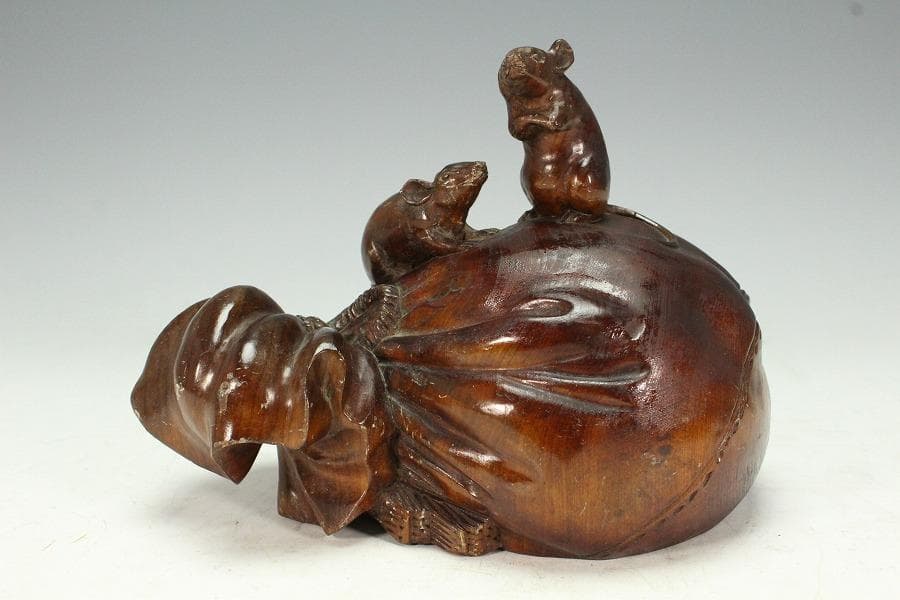 木彫 彫刻 布袋鼠 置物(K-LC854)