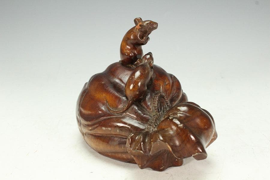 木彫 彫刻 布袋鼠 置物(K-LC854)