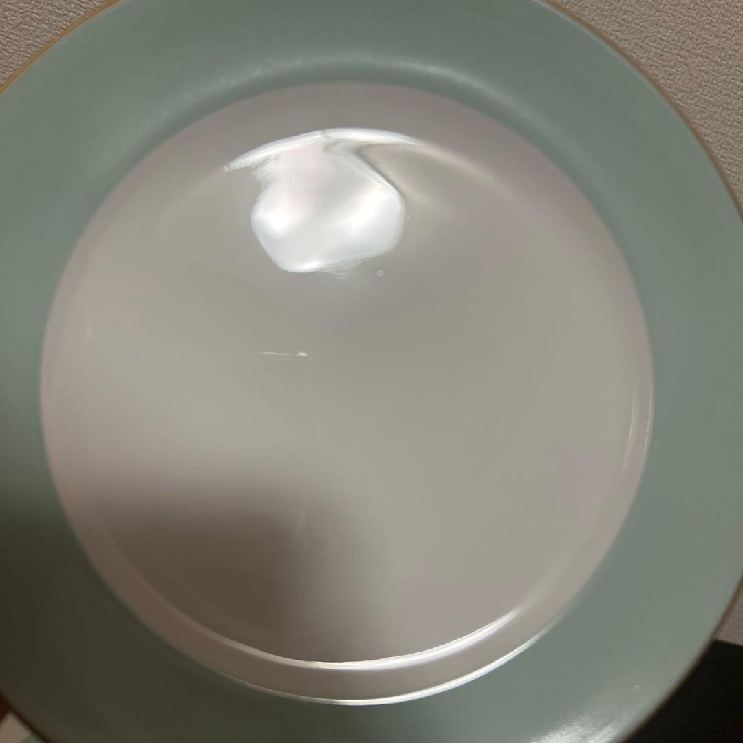 大倉陶園　色蒔き　ライトグリーン　デザートプレート　19.5cm