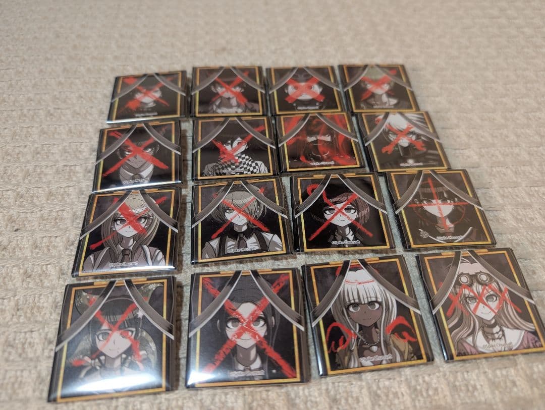 希少】ダンガンロンパ V3 遺影 スクエア缶バッジ 全16種セット コンプ