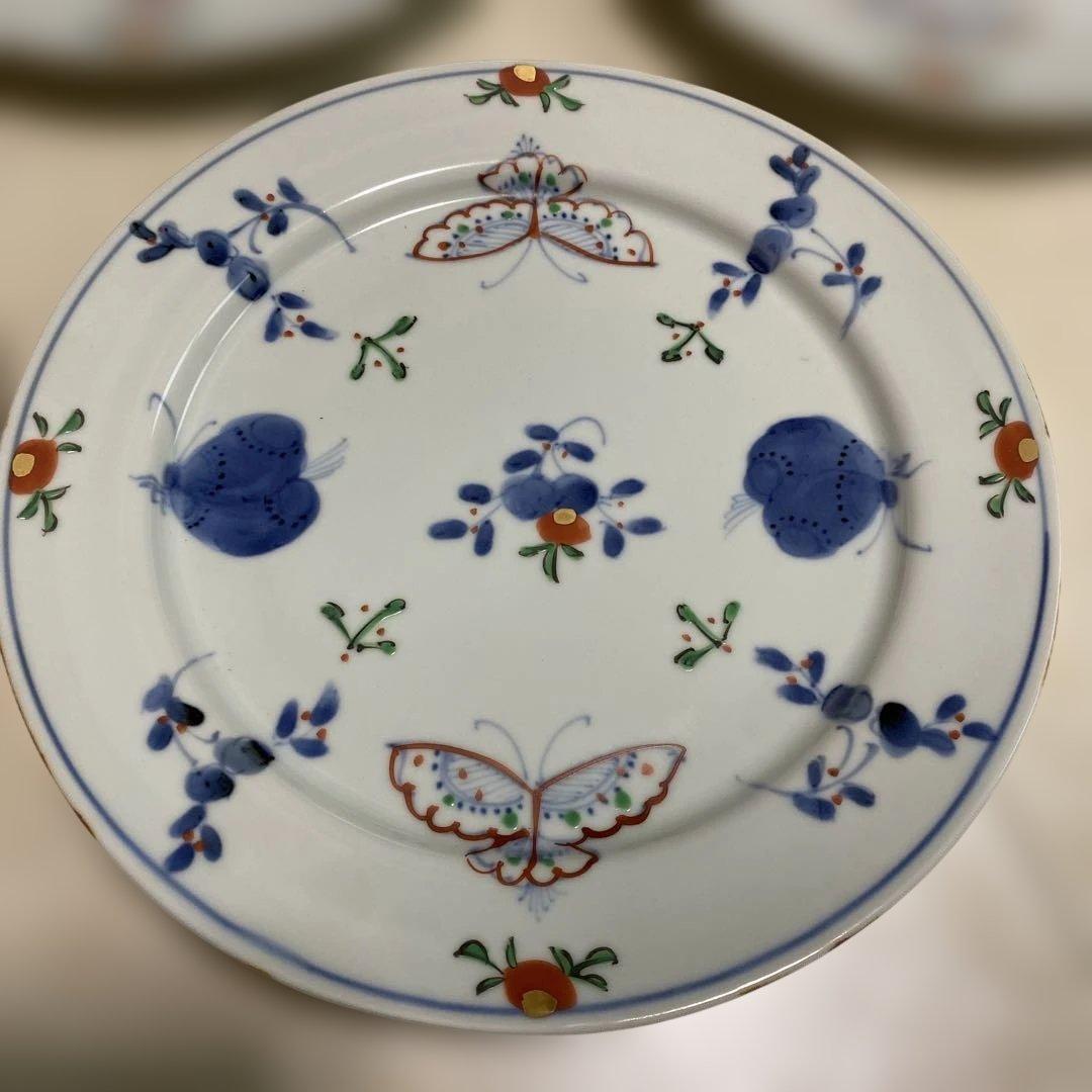 天啓花蝶　8寸　段付丸皿　5枚セット