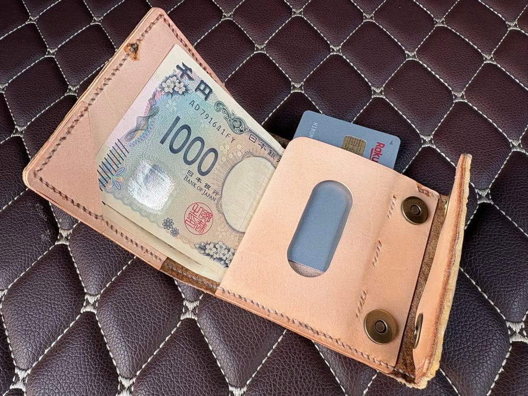 ハンドメイド 財布 サイフ レザークラフト ワニ革 ヌメ革 ウォレット