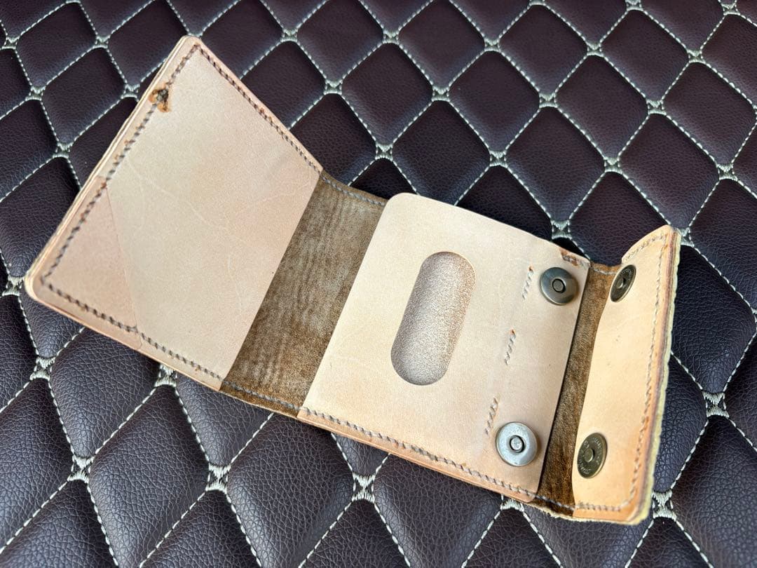 ハンドメイド 財布 サイフ レザークラフト ワニ革 ヌメ革 ウォレット