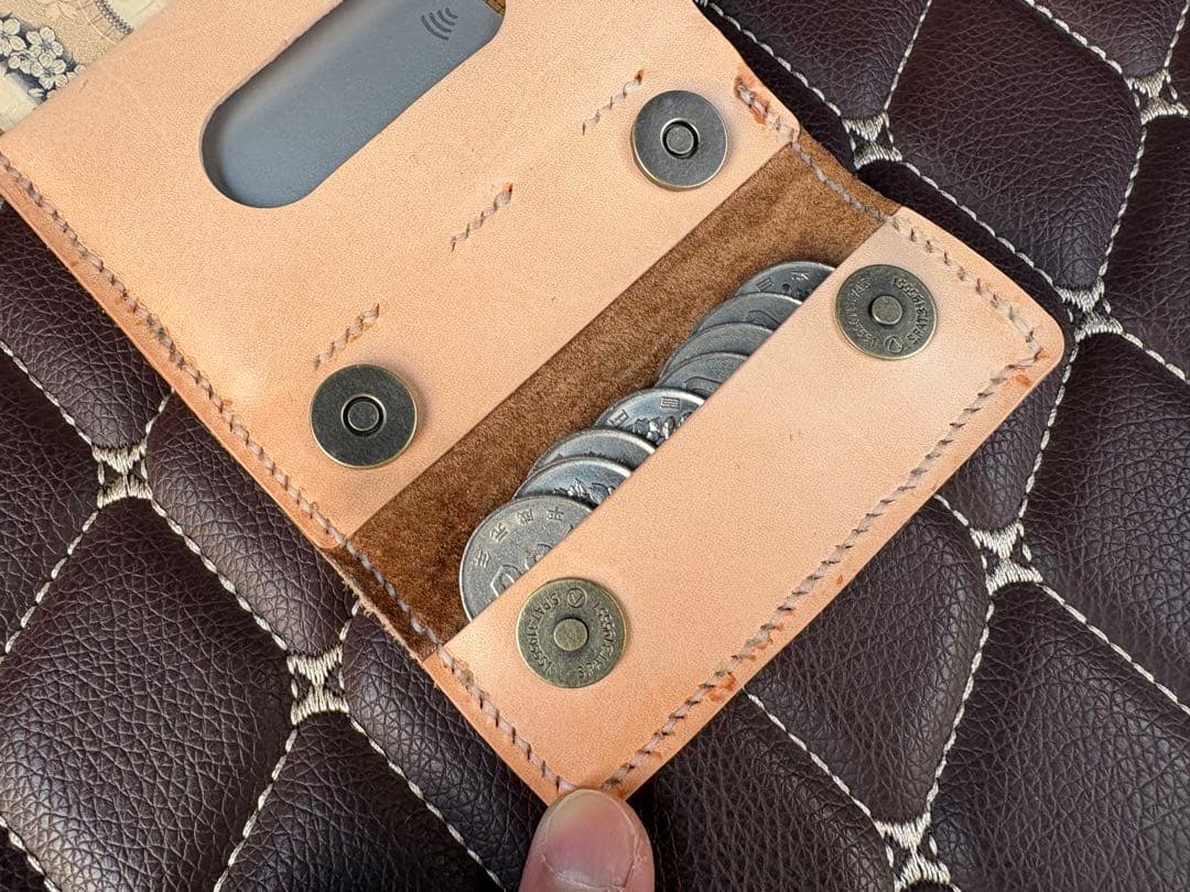 ハンドメイド 財布 サイフ レザークラフト ワニ革 ヌメ革 ウォレット