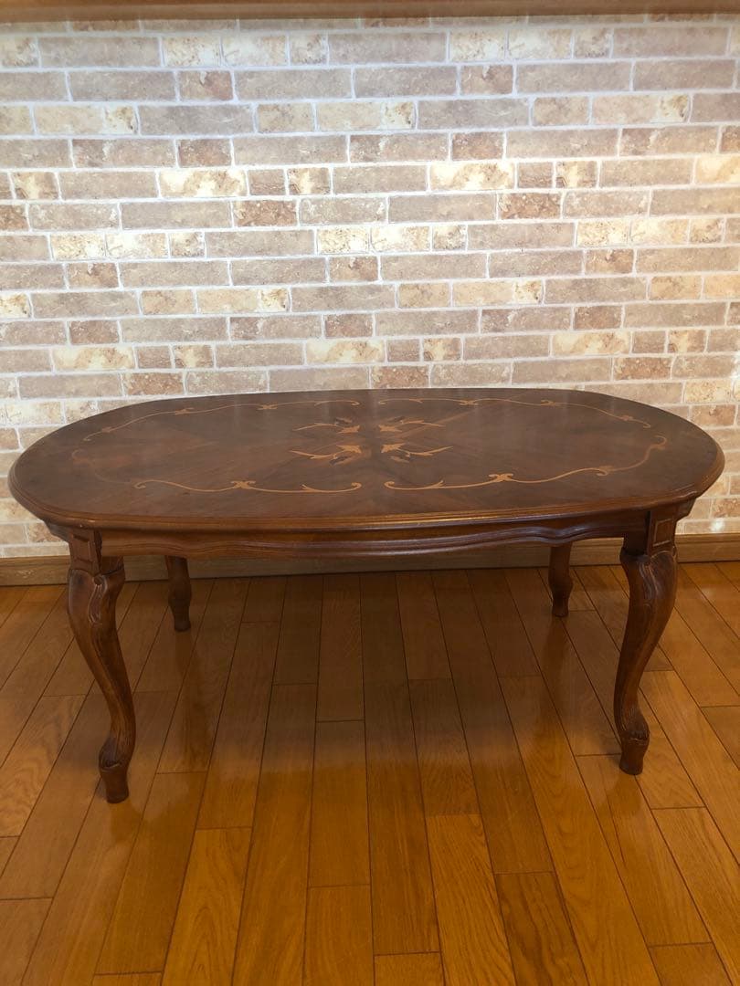 イタリア製 象嵌 センターテーブル ローテーブル 猫脚 アンティーク