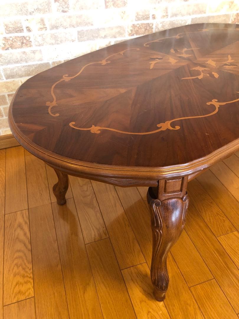 イタリア製 象嵌 センターテーブル ローテーブル 猫脚 アンティーク