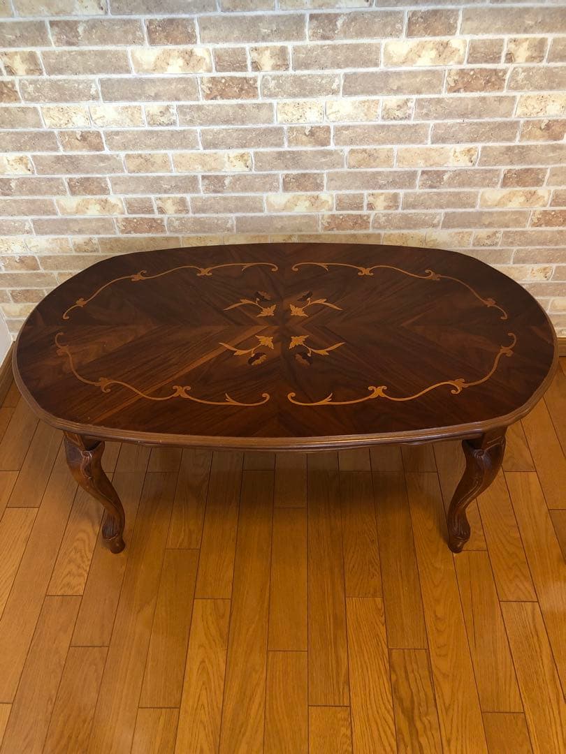 イタリア製 象嵌 センターテーブル ローテーブル 猫脚 アンティーク
