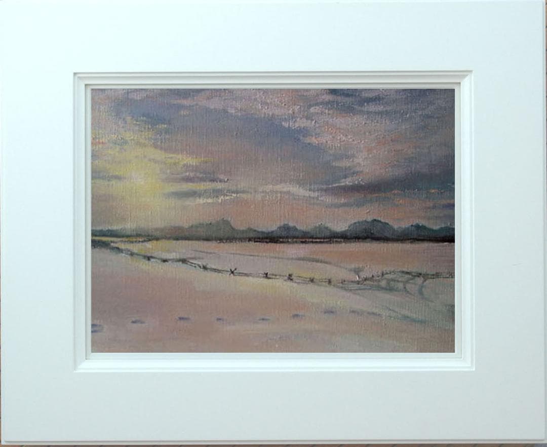 油絵 菅家令子 絵 絵画 インテリア F6-03070 風景 雪景色 朝陽 夕陽