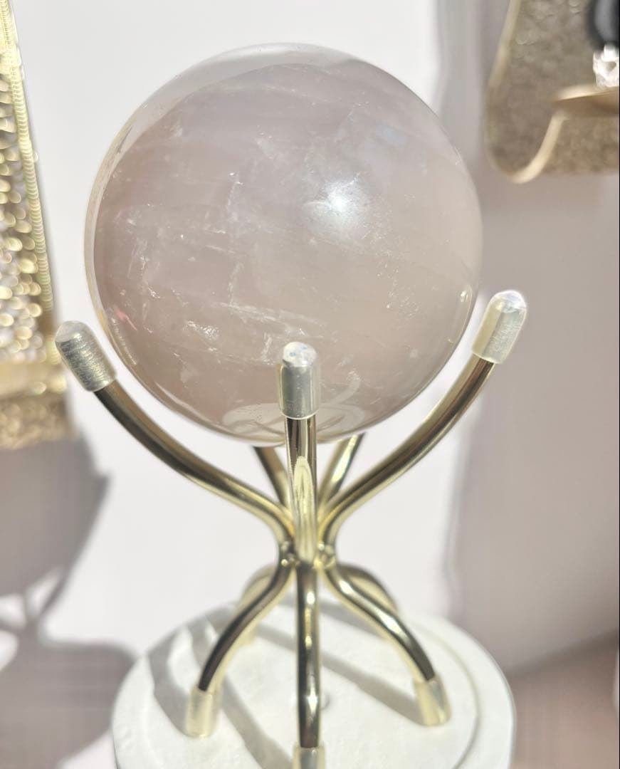 《高品質✰》ブルーローズクォーツ スフィア　丸玉　大玉　φ約7.2 光透過