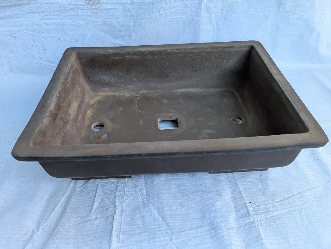 【大型盆栽鉢】紫砂矩形鉢 約52.5cm×38.5cm 深鉢 平鉢 盆栽用