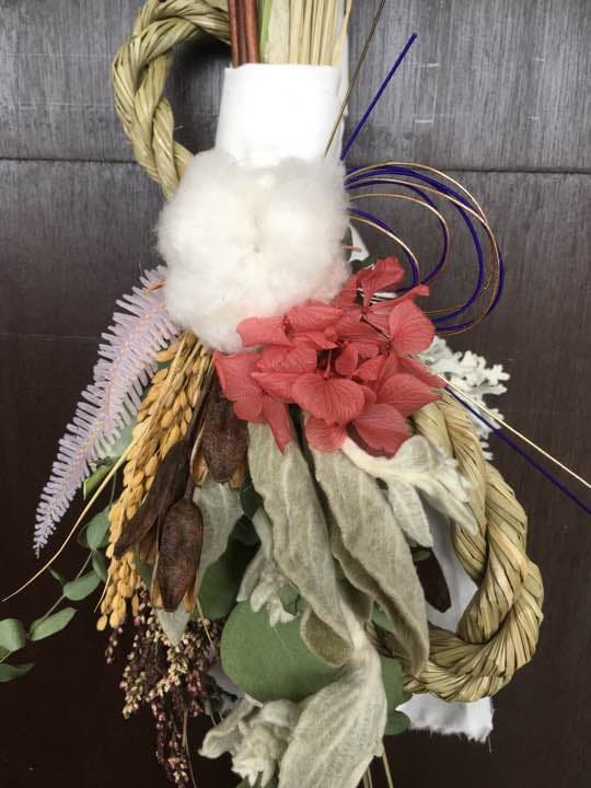 自家栽培ドライフラワーしめ縄しめ飾り 正月飾り プリザーブド スワッグ