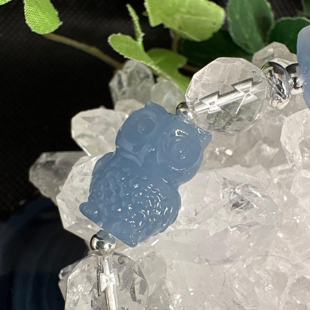 ＊みるくみるく様お取置き2/11【良質】エンジェライト（天使石）　フクロウとお花