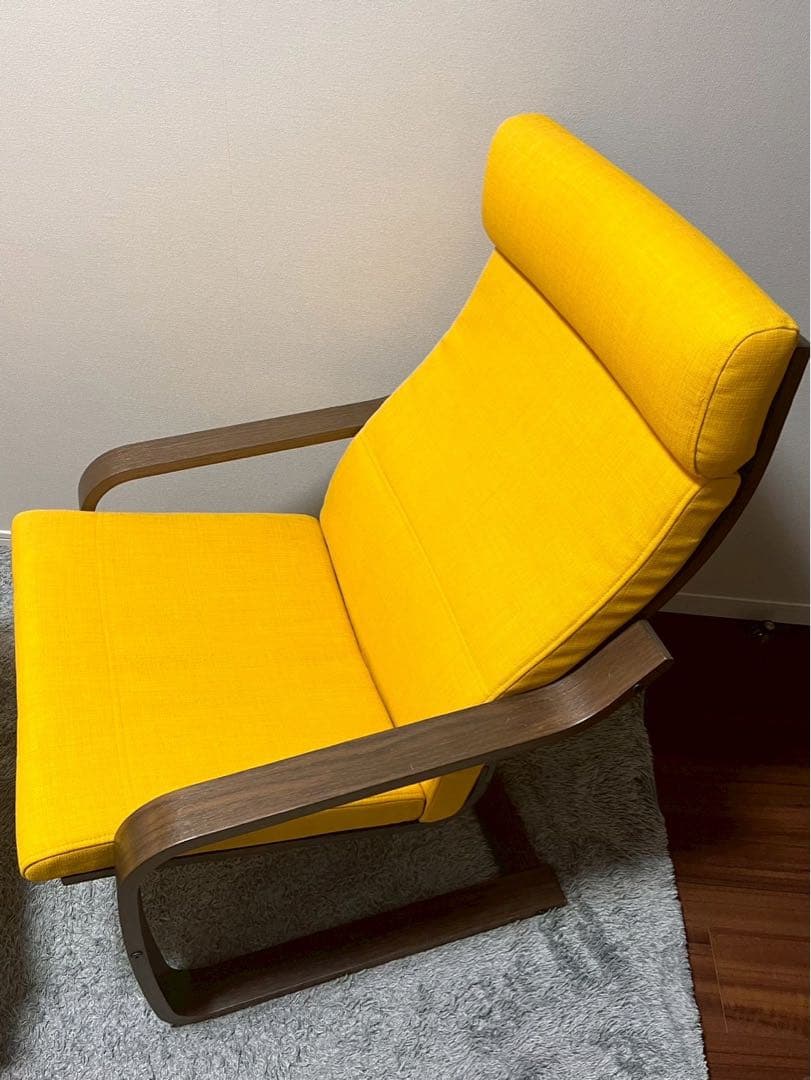 IKEA ポエング イエロー ファブリック 1人掛けソファ セット