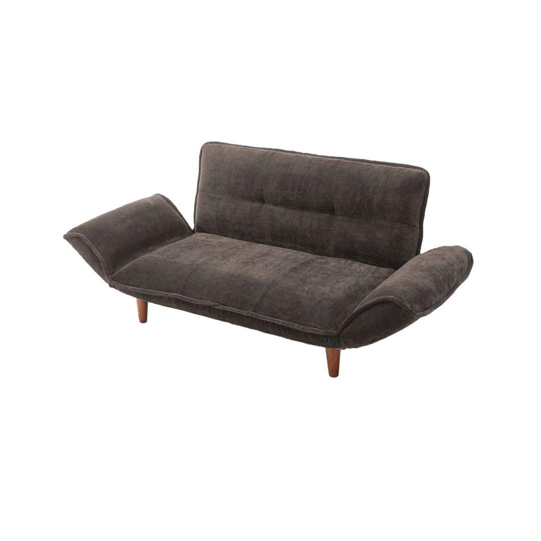 ベルメゾン コーデュロイ調 ポケットコイル入り リクライニングソファ　グレー