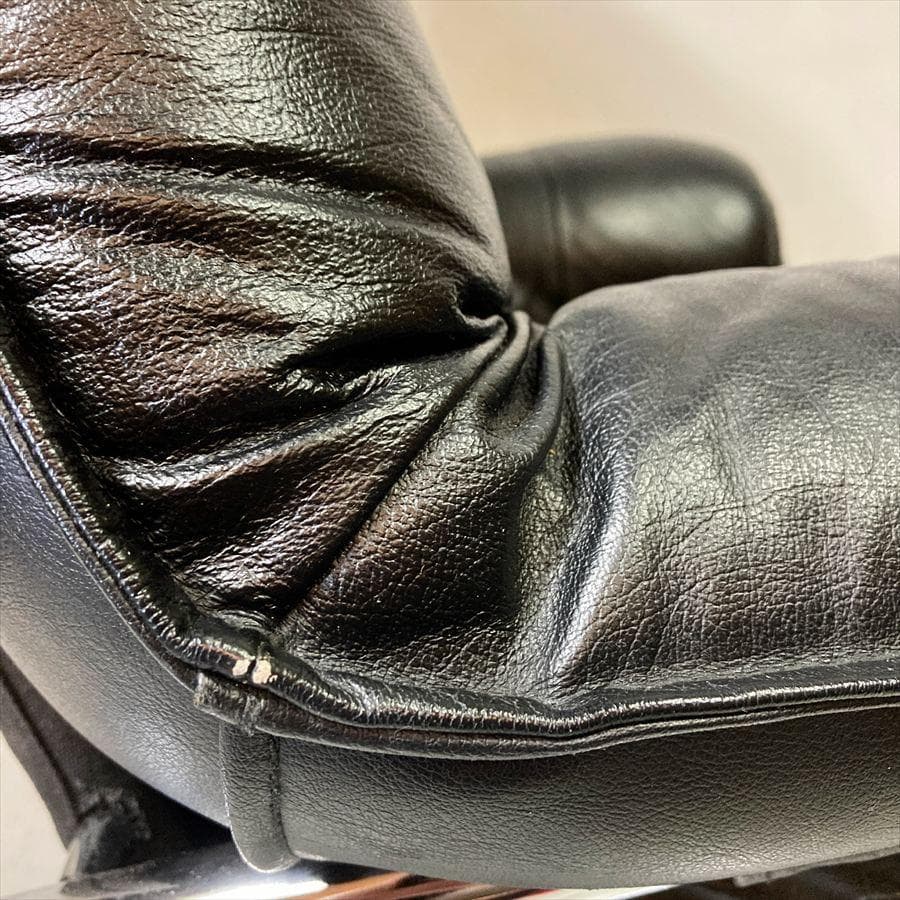 ヴィンテージ フランスベッド レザーパーソナルチェア オットマン(難あり)セット