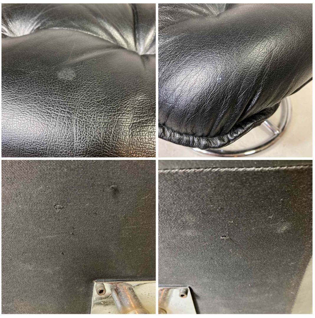 ヴィンテージ フランスベッド レザーパーソナルチェア オットマン(難あり)セット