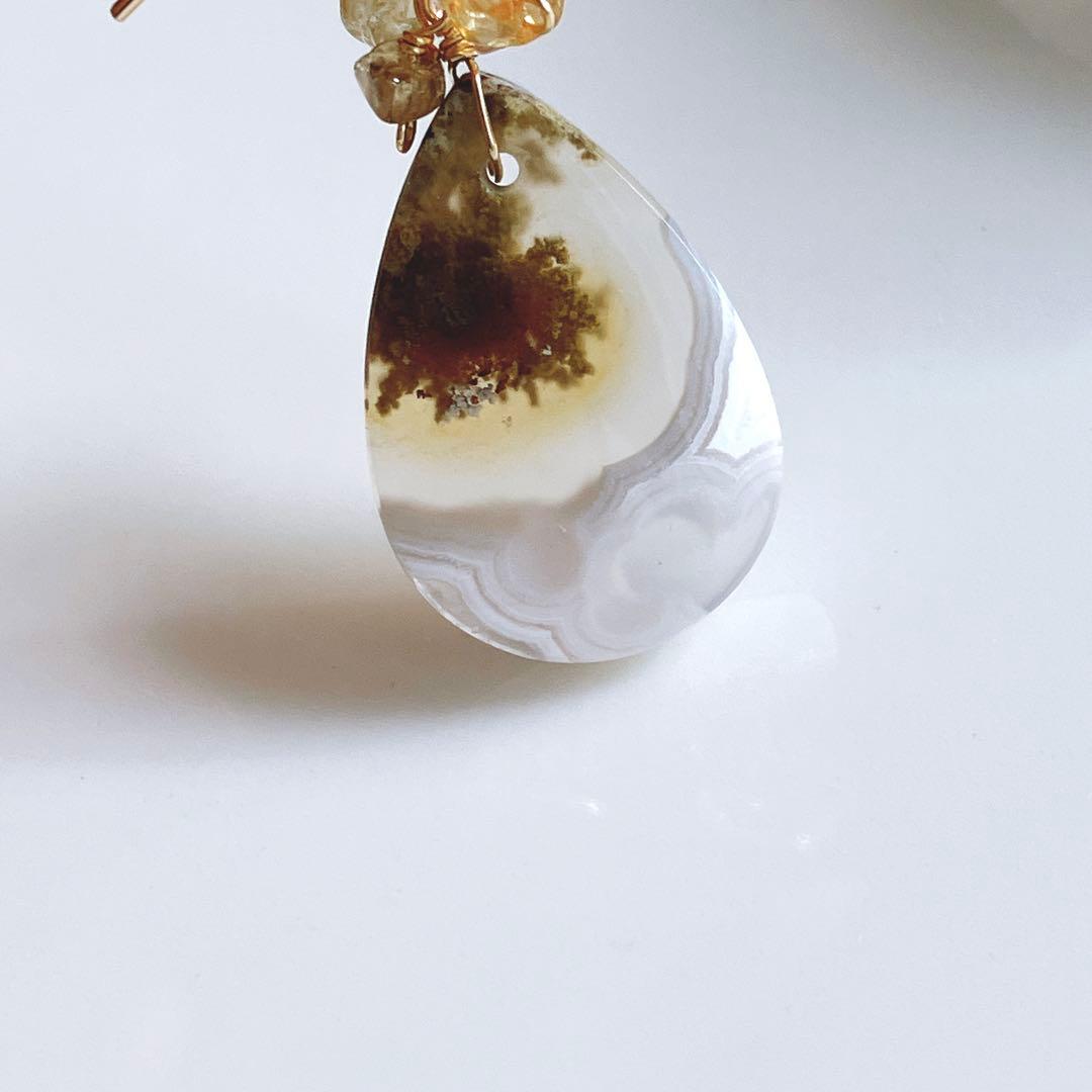 廃盤レア◆一点物✧希少✧テルナテ島アイアゲートモスアゲートピアス