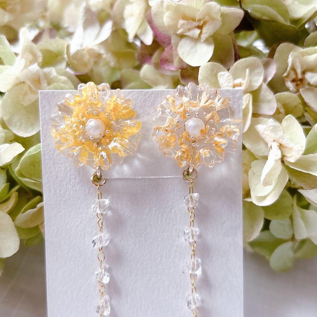 No.16 ひまわり イヤリング ハンドメイドアクセサリー