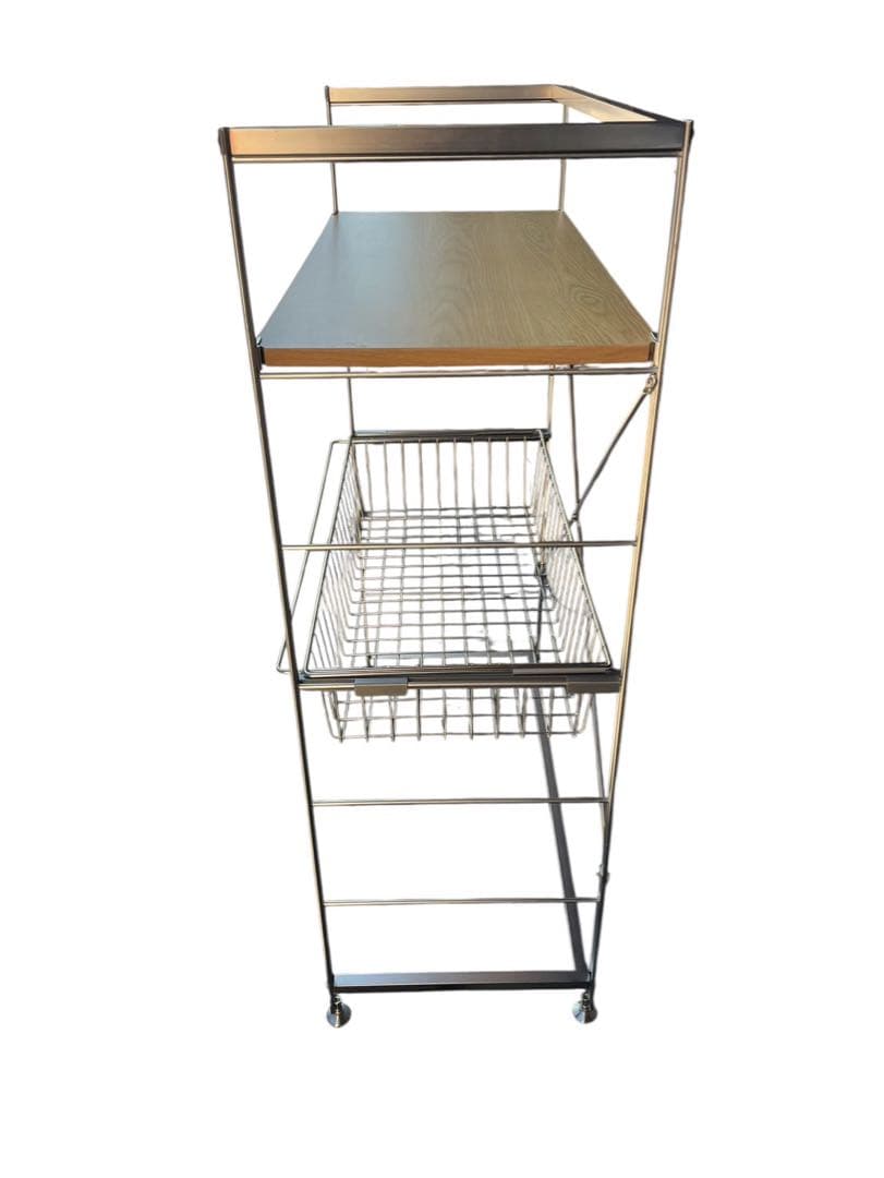 無印良品 幅84cm ステンレスユニットシェルフ 追加用ワイヤーバスケット付き