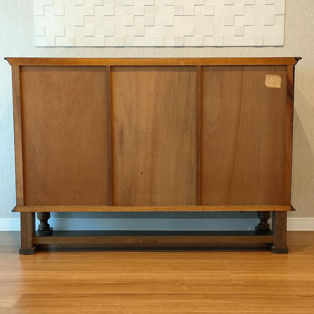 起立木工　アンティークキャビネット　ブルボーズレッグ　引出し2杯