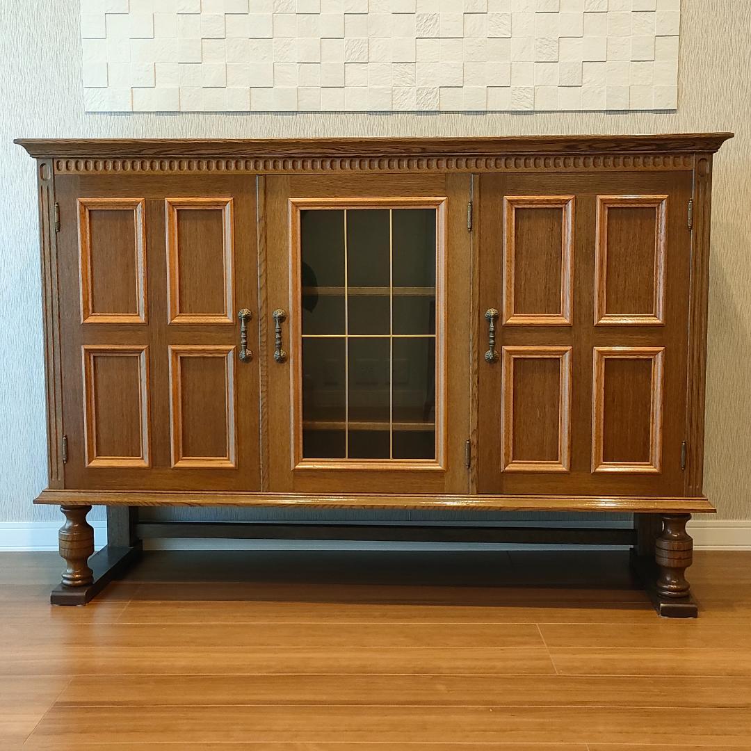 起立木工　アンティークキャビネット　ブルボーズレッグ　引出し2杯