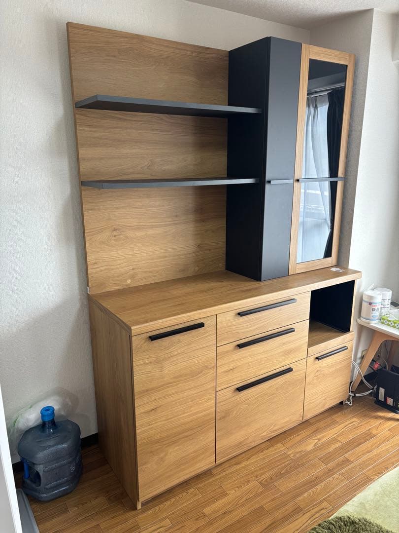 【美品】パモウナ　RTキッチンボード　オーク×グレー