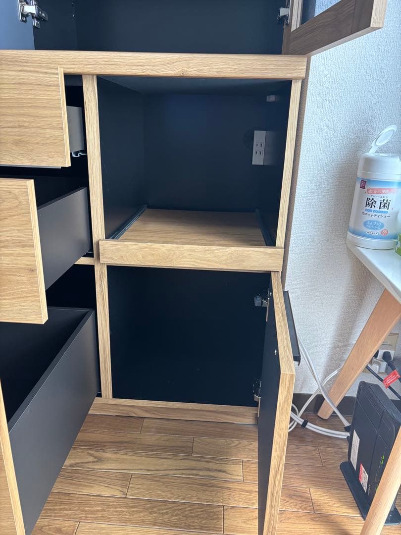 【美品】パモウナ　RTキッチンボード　オーク×グレー