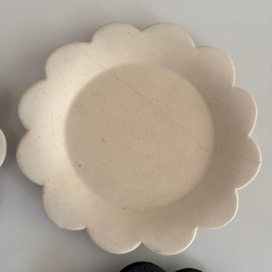 加藤益造 お花プレート4枚セット ホワイト ブラック