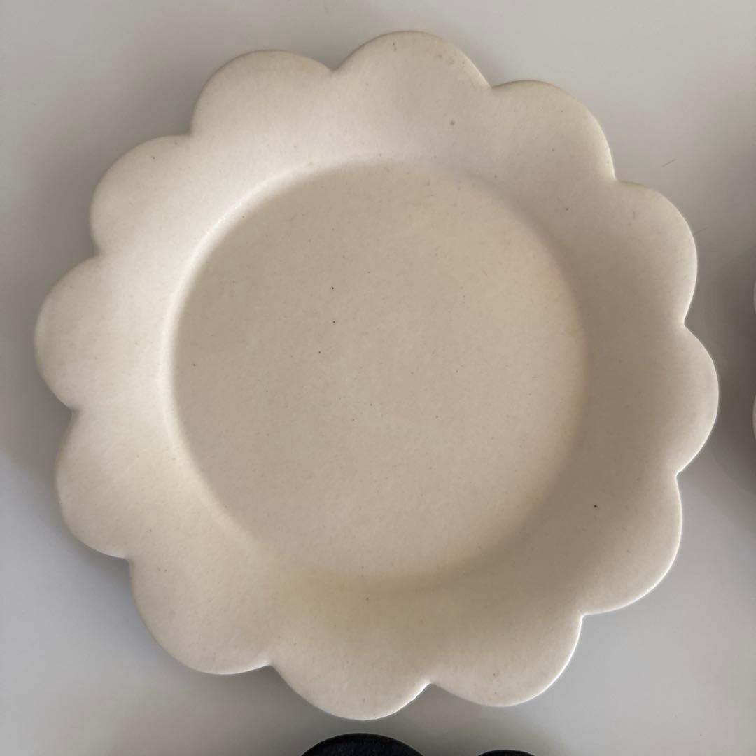 加藤益造 お花プレート4枚セット ホワイト ブラック