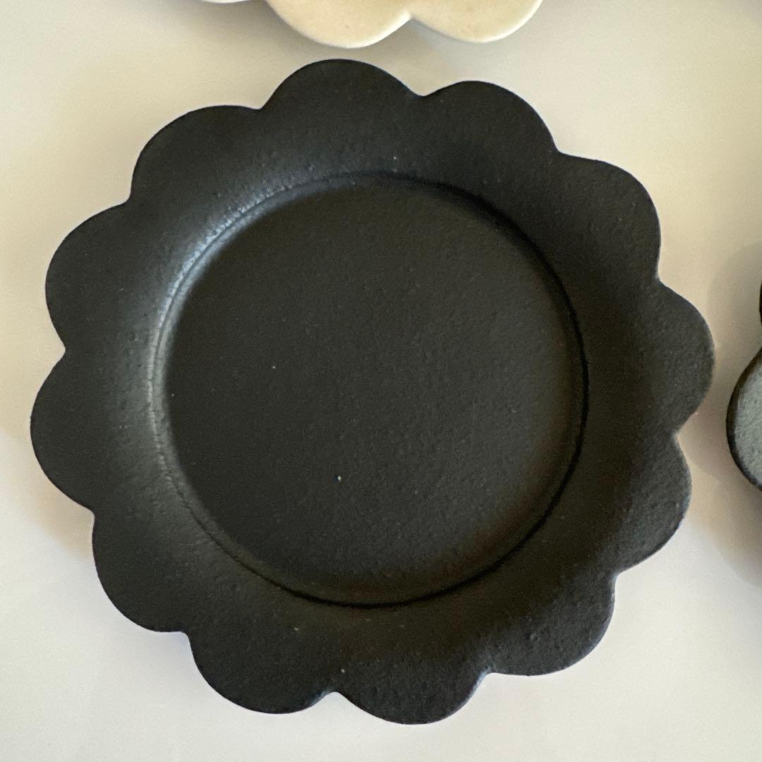 加藤益造 お花プレート4枚セット ホワイト ブラック