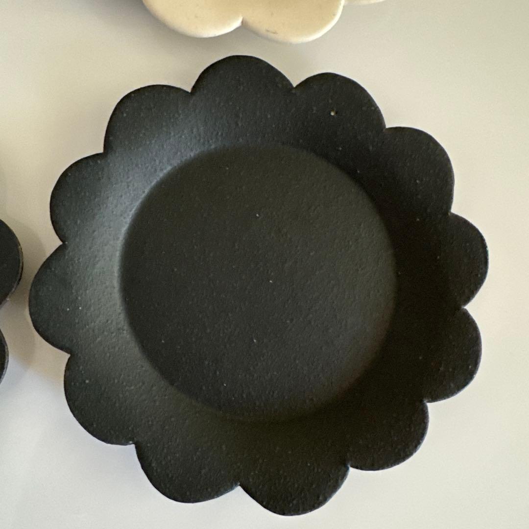 加藤益造 お花プレート4枚セット ホワイト ブラック