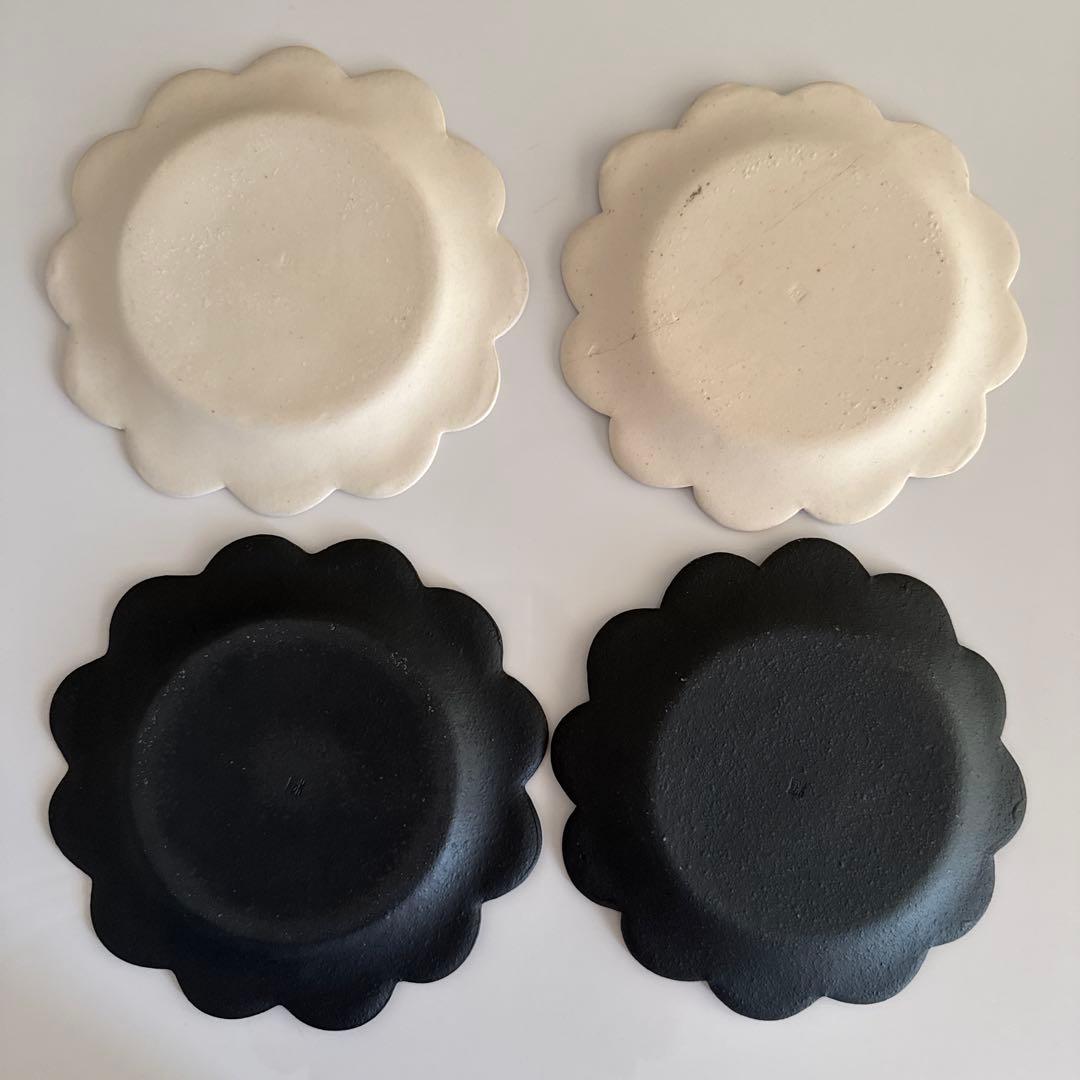 加藤益造 お花プレート4枚セット ホワイト ブラック