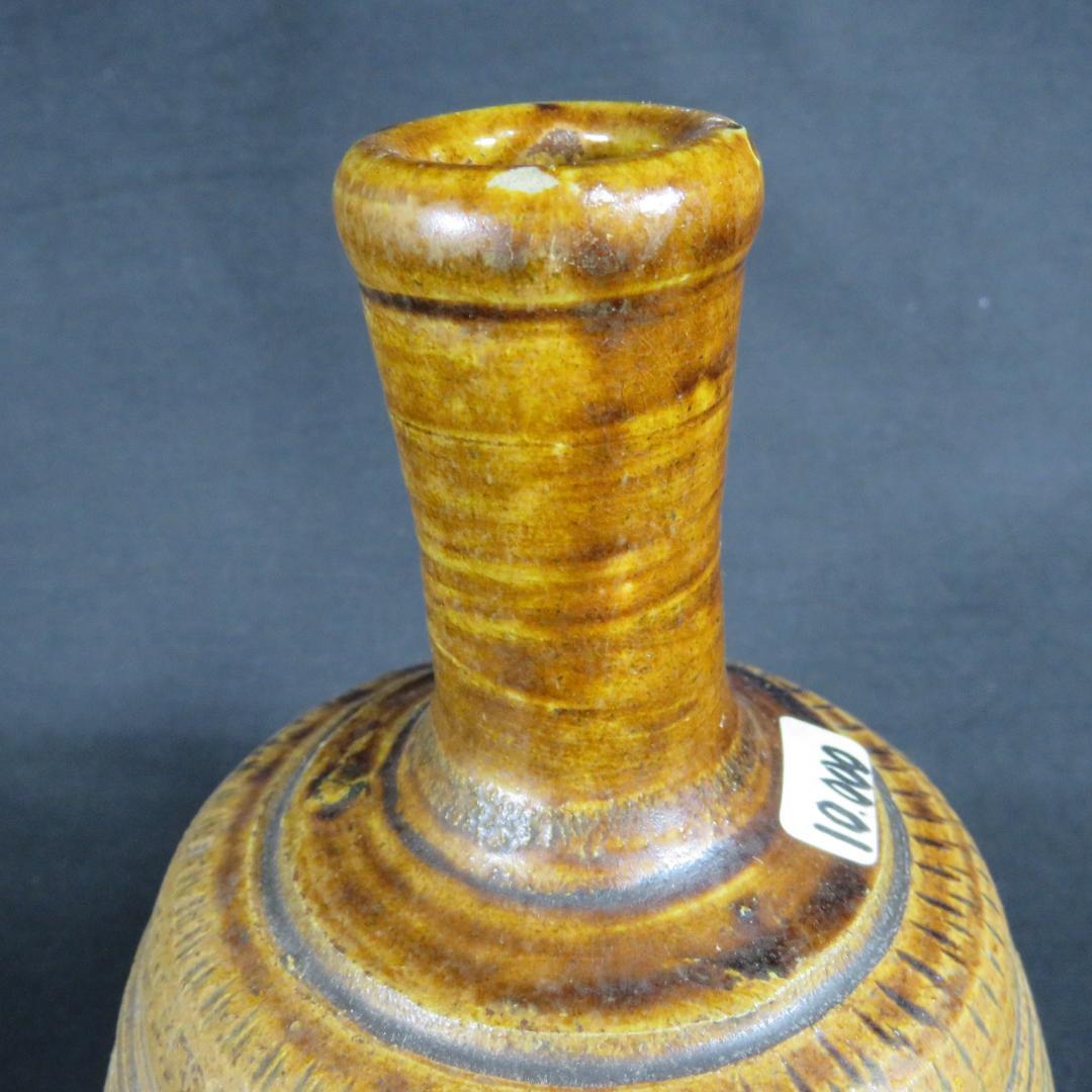 古相馬 上野目 飴釉 飛鉋 壺 徳利 花器 民藝 時代物 窯傷 美品 C