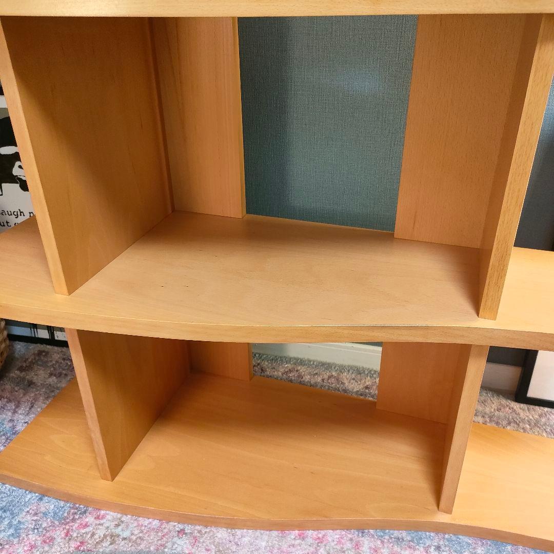 【北欧ナチュラル】曲線デザイン製 オープンシェルフ 4段 木製ラック