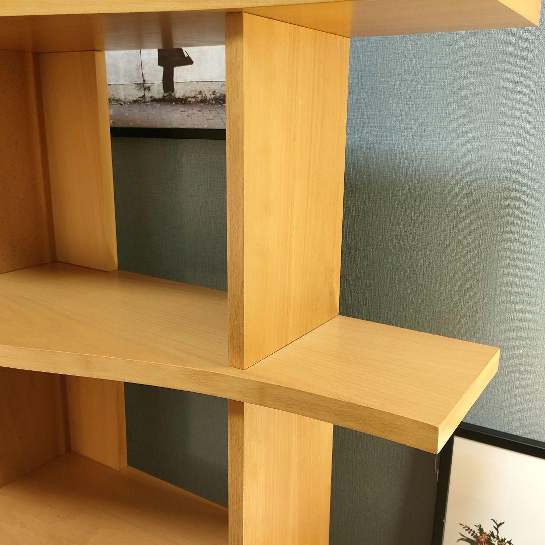 【北欧ナチュラル】曲線デザイン製 オープンシェルフ 4段 木製ラック