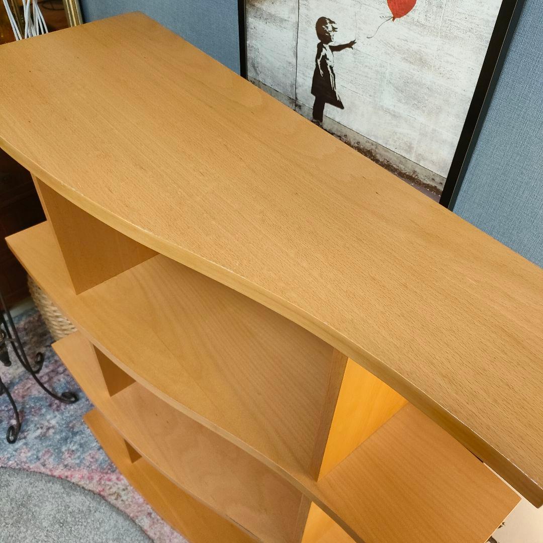 【北欧ナチュラル】曲線デザイン製 オープンシェルフ 4段 木製ラック