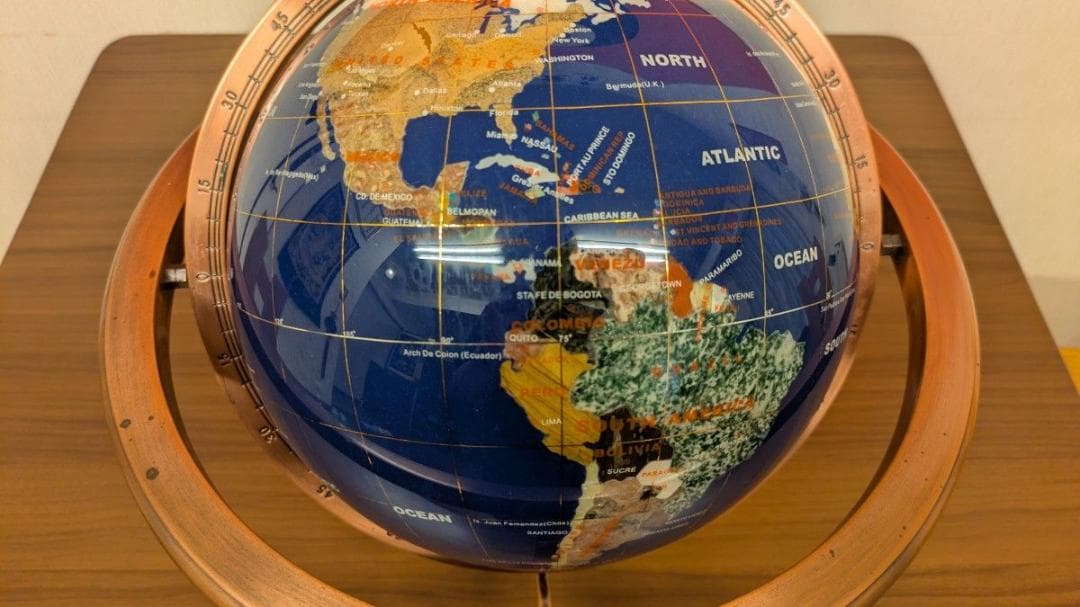 天然石地球儀 飾り物 置物 インテリア レア物 美品