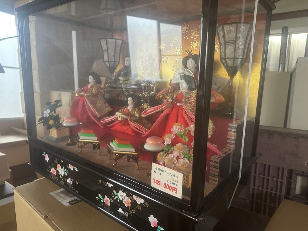 西陣織 五人飾り 雛人形 ガラスケース入り 高級ひな人形 桃の節句