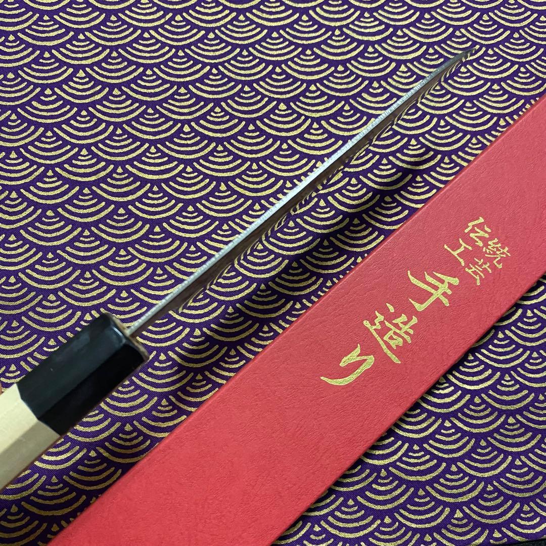 堺匠味正 梨地 銀三鋼 三徳165mm水牛八角柄