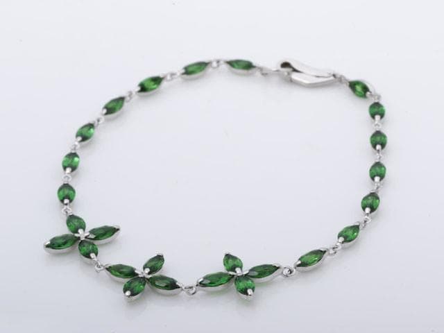 グリーンストーン フローラルデザイン Green Garnet Bracelet