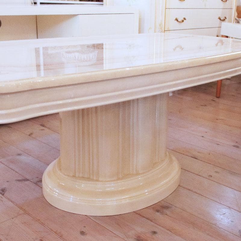 アマルフィ コーヒーテーブル アイボリーホワイト 楕円 イタリア 222-121