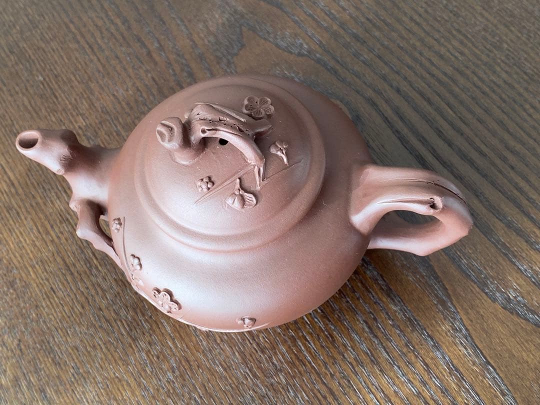 湯志明？？中国宜興落款　紫砂茶壺　急須　梅花　骨董品　時代物