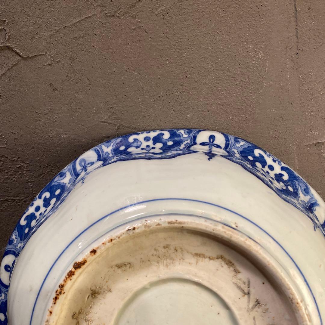 珍品 古伊万里 鳳凰大深鉢 隠れキリシタン 染め付け 26.5cm 骨董品