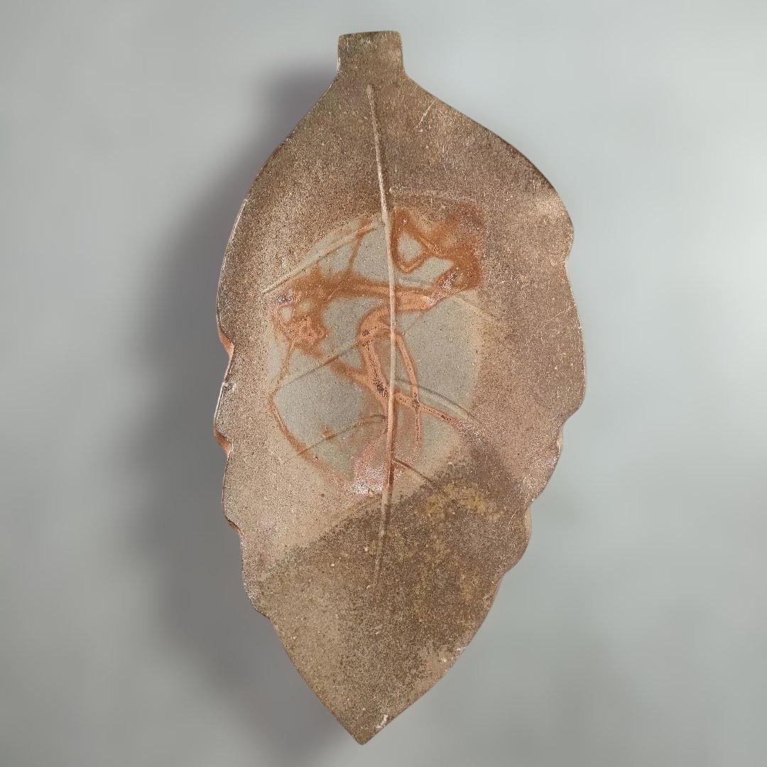 A1342-3/備前焼/閑谷窯/目澤孝 作/備前葉形皿5客/共箱/銘々皿/飾皿