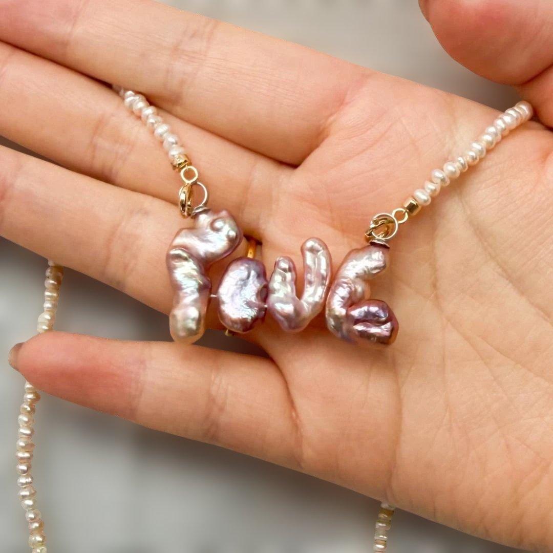 ✨3WAY✨大粒 淡水ケシパール \"LOVE\" ペンダント & ネックレス925