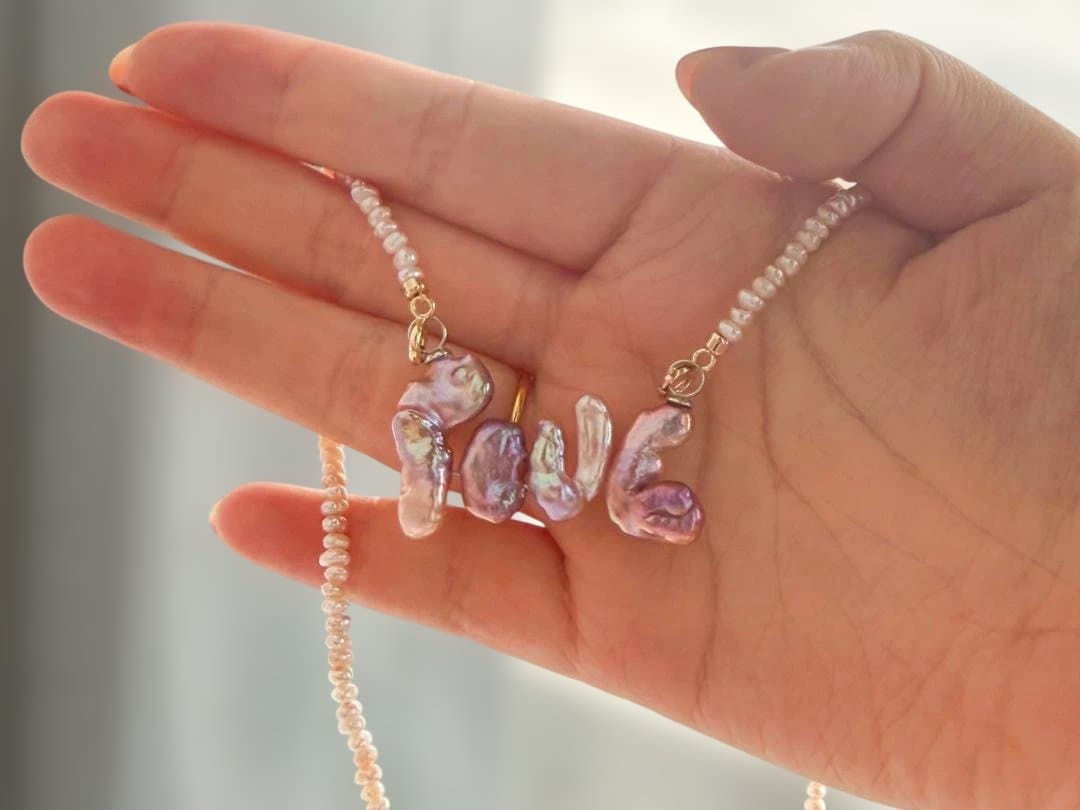 ✨3WAY✨大粒 淡水ケシパール \"LOVE\" ペンダント & ネックレス925