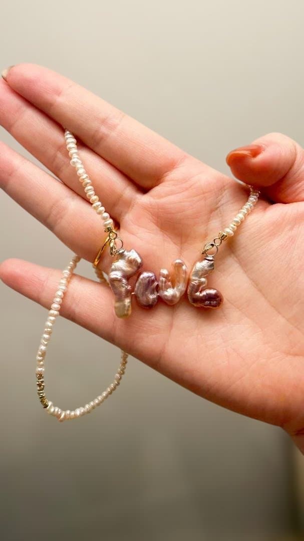 ✨3WAY✨大粒 淡水ケシパール \"LOVE\" ペンダント & ネックレス925