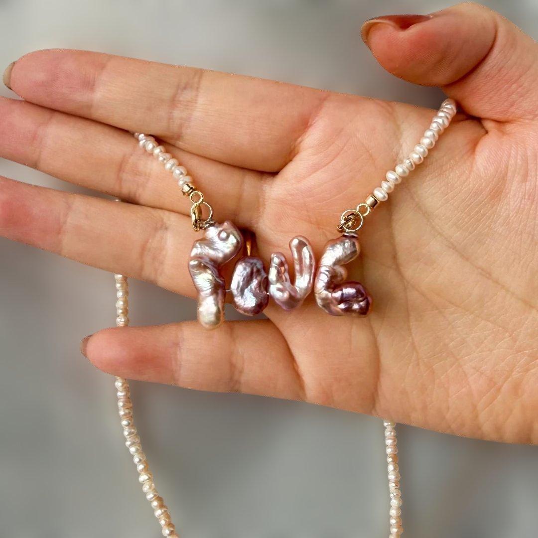 ✨3WAY✨大粒 淡水ケシパール \"LOVE\" ペンダント & ネックレス925