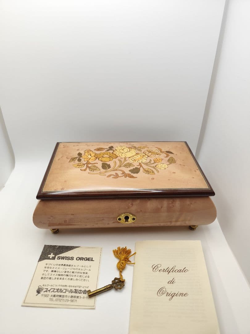 スイス オルゴール REUGE社製 18弁 ジュエリーボックス 木製 象嵌
