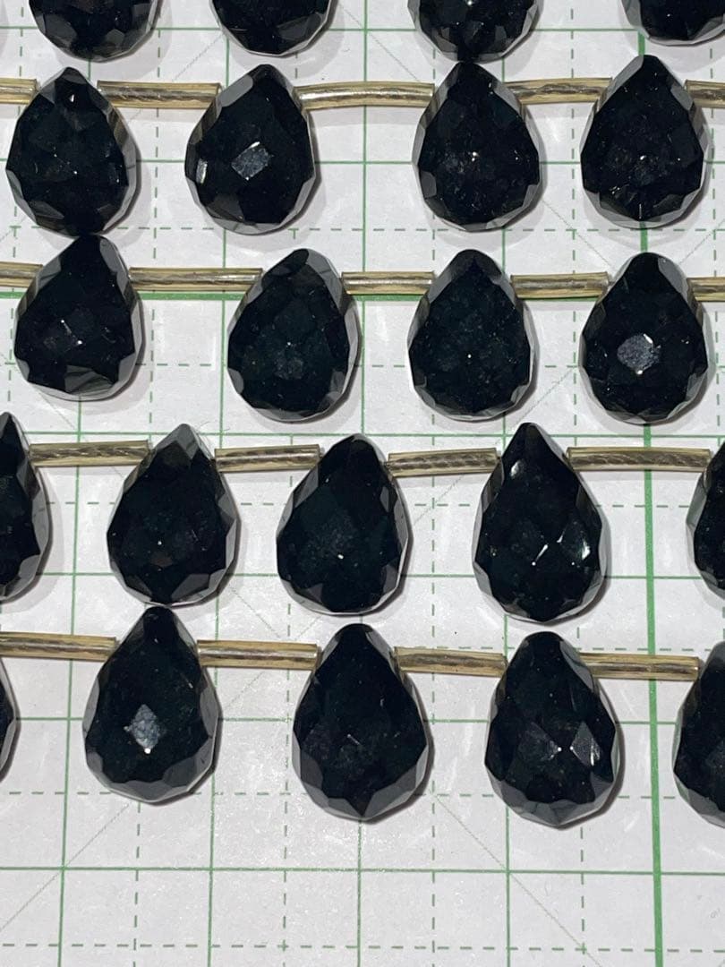 【大ロット】天然石 オニキス ドロップ（ペアシェイプ）18連セット 約650g